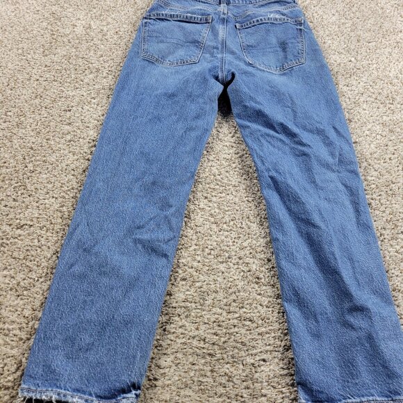 American Eagle Jeans Womens 6 Short Super High Rise Straight Denim Distressed - Picture 7 of 8